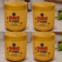 Combo 04 Banho de Verniz Capilar com Óleo de Coco Hidratação Profunda, Brilho Intenso e Redução de Frizz
