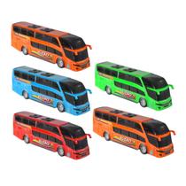 Combo 05 Ônibus Buzão 25cm Miniatura Realista De 2 Andares Infantil - BS Toys