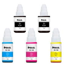 Combo 05 tintas GI-190 2 Preto, 1 ciano, 1 magenta, 1 amarelo compatível canon G2110