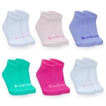 Combo 06 Pares de Meia Colors Para Bebê Menina: Branco, Pink, Rosa, Lilás e Verde Jade 06 a 12 meses Combo 06 Pares de Meia Colors Para Bebê Menina: Branco, Pink, Rosa, Lilás e Verde Jade 06 a 12 meses