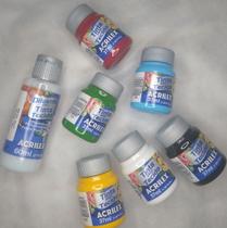 Combo 06 tintas de tecidos 37ml + 01 Diluente para tinta de Tecidos 60ml Acrilex