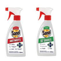 Combo 1 Eliminador de Odores desagradáveis e 1 Anti Mofo (Eliminador de Mofo) Sanol A7 330ml