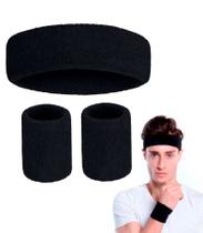 Combo 1 Faixa Atoalhada e 2 Munhequeiras Esportivas 8 cm