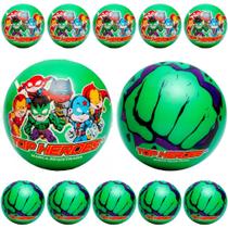 Combo 10 Bolas Vinil Leite Top Heroes Huk Verde Lembrancinhas Festa Infantil