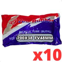 Combo 10 Camara de ar bicicleta aro 700x38 Bike Válvula Presta Speed Bico Fino 48mm