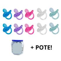 Combo 10 chupetas de silicone ortodôntica fase 2 Pote 0125