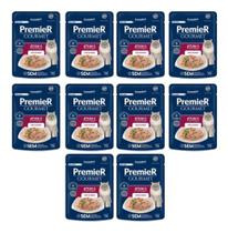 Combo 10 Ração Úmida Premier Gourmet Atum Arroz Gato Adulto