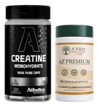 Combo 100% Creatina 120caps Atlhetica + Az Premium 90 Softge Capsulas E Softgels A Vida Natural Supplements