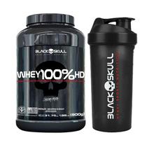 Combo 100%HD Whey Protein 900g 3W e Coqueteleira - Black Skull - Massa Muscular