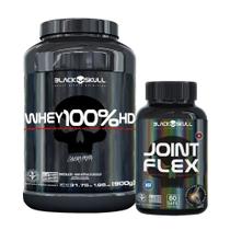 Combo 100%HD Whey Protein 900g 3W e Joint Flexx 60 caps - Black Skull