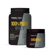 Combo 100% Pure Whey Pote 900g e Creatina 100g - Probiótica