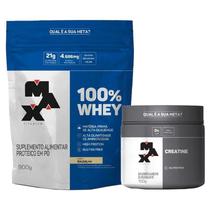 Combo 100% Whey Protein 900g e Creatina Monohidratada 150g - Max Titanium - Kit Massa Muscular