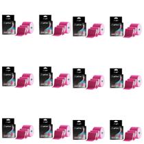 Combo 12 Fita Tapping Pós Cirurgia Bandagem5x5cm Rosa Aktive