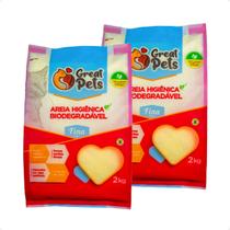 Combo 2 Areia Biodegradável Fina Great Pets para Gatos - 2 Kg