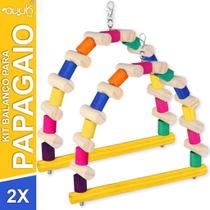 Combo 2 Balanços De Madeira Pinus Para Papagaio