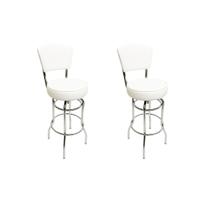 Combo 2 Banquetas Bar cromada Bancada Média Altura 65cm Giratória Encosto estofado Assento grosso branco