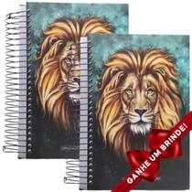 Combo 2 Bíblias Sagradas Anote a Palavra Leão Aslam Capa Dura Letra Normal Espiral Com Espaço Para Anotações Cristã Evangélica Gospel Índice - Presente Religião Igreja Jesus Masculina Barata