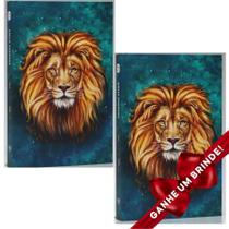 Combo 2 Bíblias Sagradas Leão Aslam Capa Dura Letra Média Cristã Evangélica Gospel Índice Crente Feminina Mulher Homem Leão Jovem Adolescente