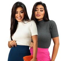 Combo 2 Blusas de Ribana Gola Alta Combo 2 Blusas de Ribana Gola Alta