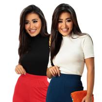 Combo 2 Blusas de Ribana Gola Alta