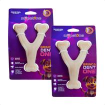 Combo 2 Brinquedo Osso Bamboo Brinca Dent One Sabor Bacon - Forquilha - Pequeno