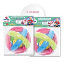 Combo 2 Brinquedos Bola Maluquinha Bebê Chocalho Mordedor Didática Macia