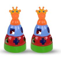 Combo 2 Brinquedos Empilhar Girafa Encaixar Bebê Pedagógico Criança - MERCOTOYS