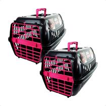 Combo 2 Caixa de Transporte Brinqpet N2 Premium Preto e Rosa Combo 2 Caixa de Transporte Brinqpet N2 Premium Preto e Rosa