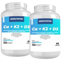 Combo 2 Cálcio Com Vitamina K2 e Vitamina D3 - 120 Comprimidos NEWNUTRITION