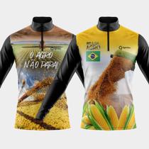 Combo 2 Camisas Agro Manga Longa Proteção UV Respirável Slim Gola Crew