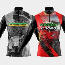 Combo 2 Camisas Agro Manga Longa Proteção UV Respirável Slim Gola Crew
