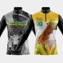 Combo 2 Camisas Agro Manga Longa Proteção UV Respirável Slim Gola Crew