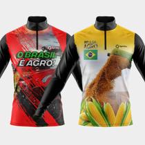 Combo 2 Camisas Agro Manga Longa Proteção UV Respirável Slim Gola Crew