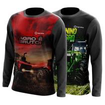 Combo 2 Camisas Agro Masculinas Manga Longa Proteção Uv Respirável Colheitadeira Milho Soja Boi