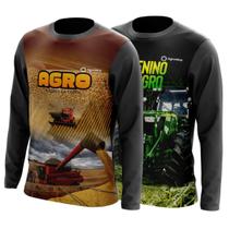 Combo 2 Camisas Agro Masculinas Manga Longa Proteção Uv Respirável Colheitadeira Milho Soja Boi