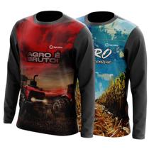 Combo 2 Camisas Agro Masculinas Manga Longa Proteção Uv Respirável Colheitadeira Milho Soja Boi