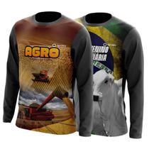 Combo 2 Camisas Agro Masculinas Manga Longa Proteção Uv Respirável Colheitadeira Milho Soja Boi