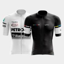 Combo 2 Camisas Premium de Ciclismo Masculinas Zíper Total 3 Bolsos Traseiros Proteção Uv Manga Curta