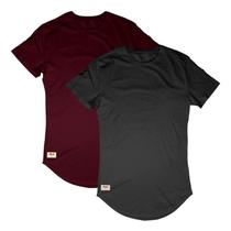 Combo 2 Camisetas Longline Unissex Blusa Alongada Preta e Bordô Di Nuevo