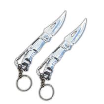 Combo 2 Canivete Mosquetão Aço Inox Com Argola de Chaveiro