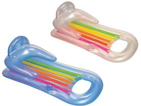 Combo 2 Colchão Boia inflável para piscina King Cool C/ Encosto (160 X 85Cm) Incolor e Azul 58802 Combo 2 Colchão Boia inflável para piscina King Cool C/ Encosto (160 X 85Cm) Incolor e Azul 58802