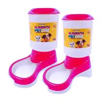 Combo 2 Comedouro Automático Alimenta Pet One - Rosa