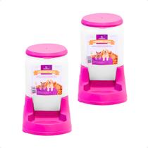 Combo 2 Comedouro Pratico Alvorada 3 Litros - Rosa