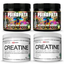 Combo 2 Creatinas Pura 100g e 2 Pré Treinos Psikopata Limão 100g Combo 2 Creatinas Pura 100g e 2 Pré Treinos Psikopata Limão 100g