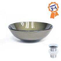 Combo 2 em 1 - Cuba de Vidro Redonda 31cm Florença + Válvula Beirute