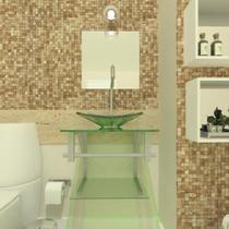 Combo 2 em 1 gabinete de vidro 40cm ac com cuba quadrada - incolor + torneira algarve