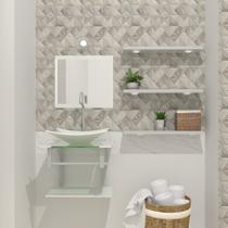 Combo 2 em 1 gabinete de vidro 45cm ac com cuba retangular - branco + torneira algarve