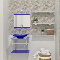 Combo 2 em 1 gabinete de vidro 45cm ac com cuba retangular - escuro + torneira algarve