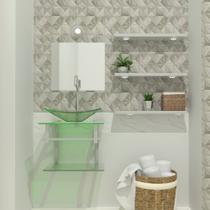 Combo 2 em 1 gabinete de vidro 45cm ac com cuba retangular - incolor + torneira algarve