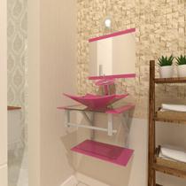Combo 2 em 1 gabinete de vidro 45cm ac com cuba retangular + torneira ibiza - rosa Combo 2 em 1 gabinete de vidro 45cm ac com cuba retangular + torneira ibiza - rosa